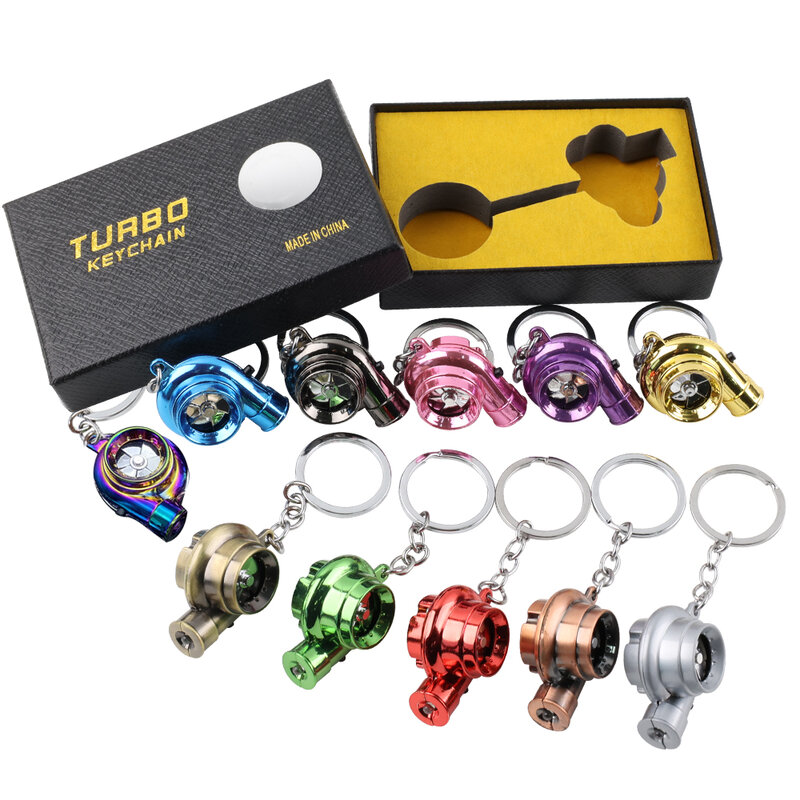 LED Mini Turbo Sound Turbolader Keychain Spinning Turbine Schlüssel Kette Ring Keyfob Auto Schlüsselring Auto Innen Zubehör