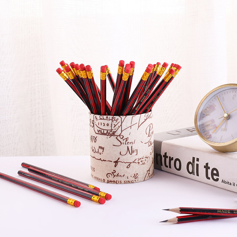 Lápices de plomo de madera para bocetos de estudiantes, lápices HB con goma de borrar, lápices de dibujo para niños, papelería de escritura de oficina escolar