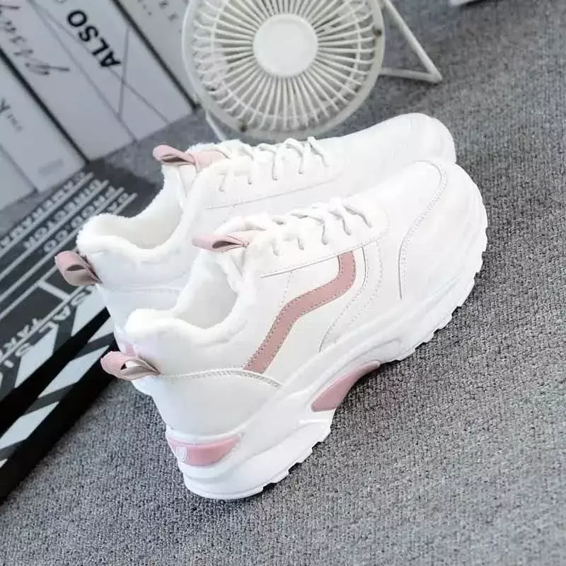 Casual Women Thick-soled Sneakers Fashion Spring Autumn Summer White Black PU lace-up  Vulcanized Shoes Mesh Rubber Non-slip New