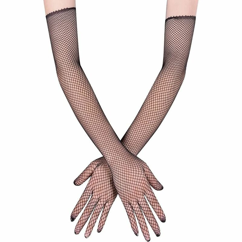 Длинные эластичные перчатки для танцев, защита от солнца, солнцезащитные перчатки для косплея, сетчатые варежки для вождения 45 см, танцевальные искусственные перчатки