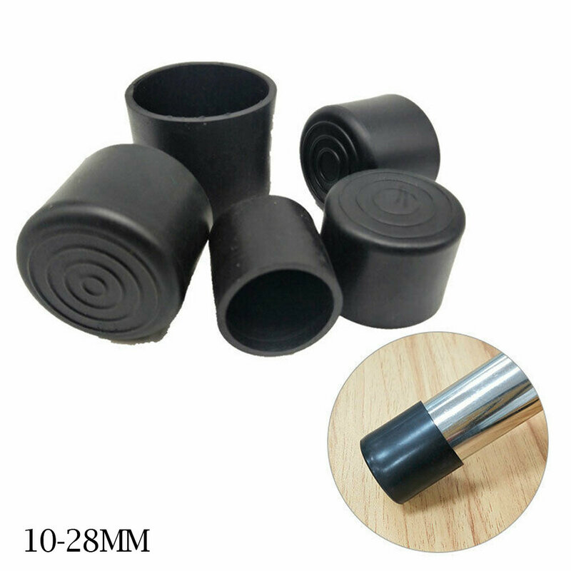 20pcs Table And Chair Foot Cover 10-28mm Round Plastic Coat PVC Soft Rubber Coat Black Chair Protection Anti Slip Foot Cover