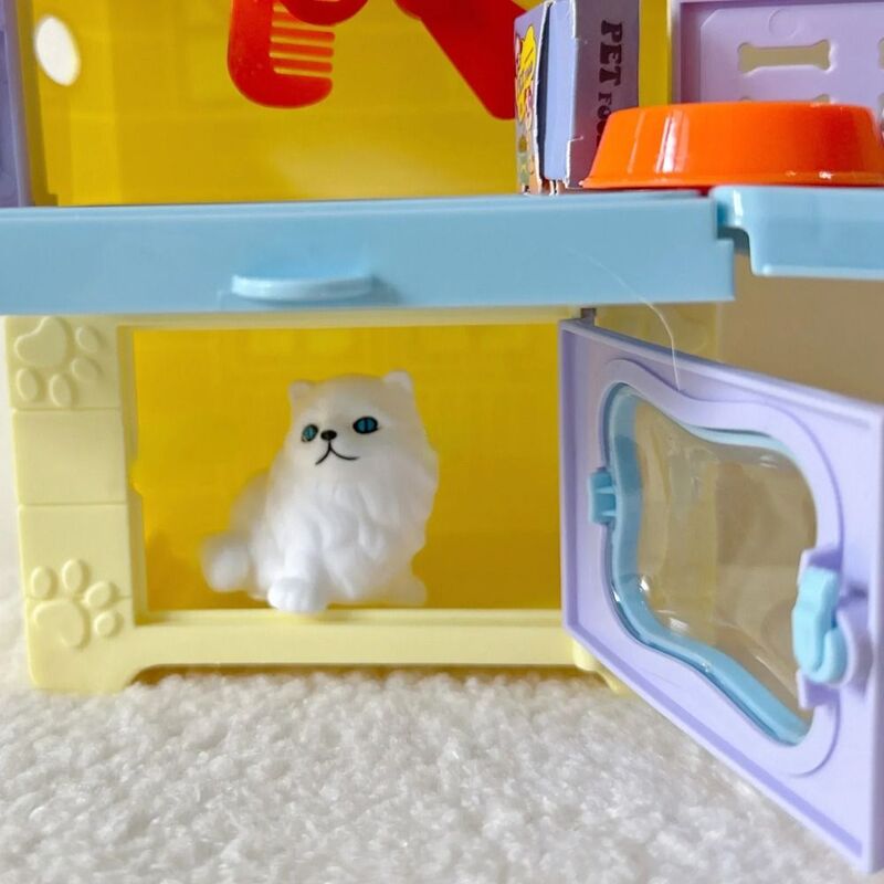 Puppy Play House Toy para crianças, cena de gato, brinquedos em miniatura, decoração, supermercado mercante, mini brinquedos bonitos, dia de ano novo