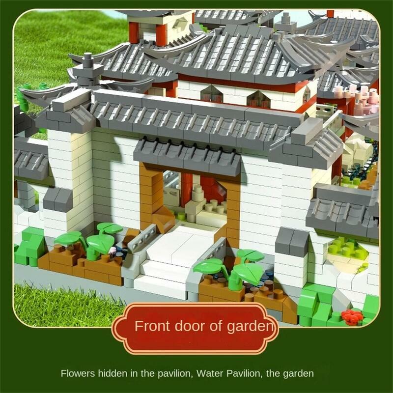 Suzhou rompecabezas de jardín tipo ensamblaje de micropartículas, bloque de construcción de estilo étnico, juguete de bloques de construcción