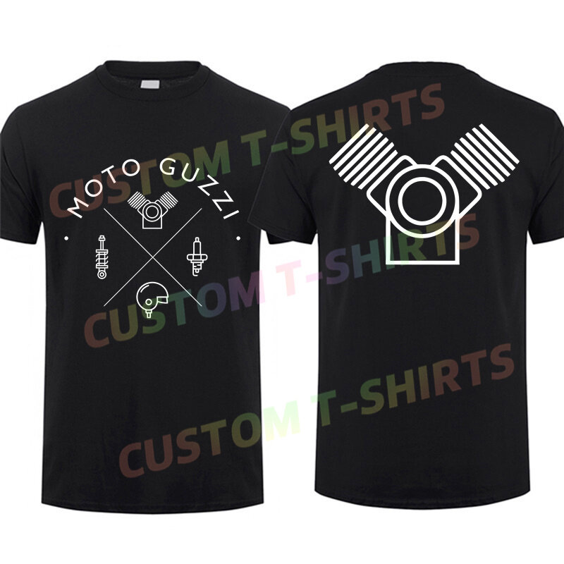 2024 Men T Shirt Casual Motorcycle Motif Moto Guzzi T-shirt Graphic Oversized Sports Tops 100% Cotton Streetwear S-3XL Cool Tee