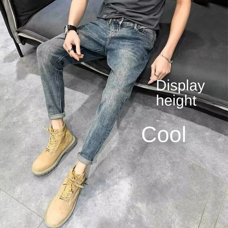 Luxe Streetwear 2024 Koreaanse Stijl Lente En Herfst Slim Fit Denim Jeans Voor Heren Casual Effen Retro Lange Broek Katoenen Broek