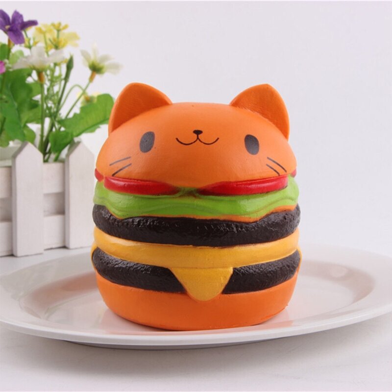 3.5In Squeeze Hamburger Fidget Toy Realistic Food Party Favor Pressure Release Toy Slow Rising for Adults ADD Funny Gift