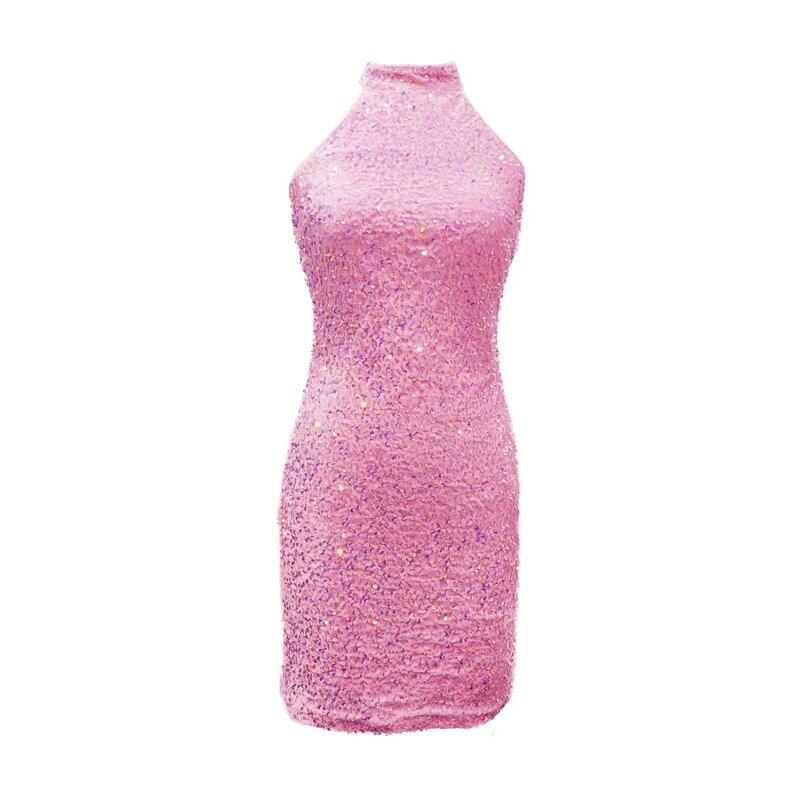 Женское коктейльное платье без рукавов, однотонное облегающее мини-платье с открытыми плечами и блестками, элегантное вечернее платье для женщин