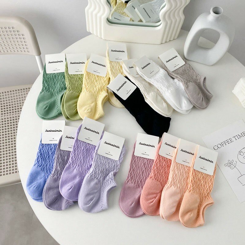 Calcetines tobilleros invisibles para mujer, medias cómodas de malla transpirable, de algodón, Color Macaron, G107