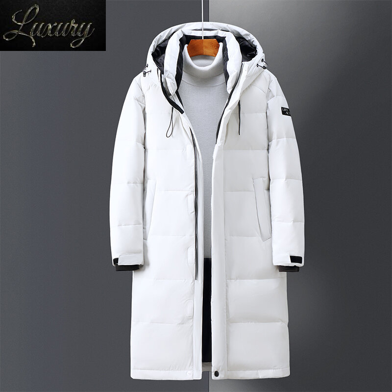 2023 Men's Winter Jacket Hood Feathers Puffer White Duck Long Down Men Black Parka Coat Warm Autumn Dack Thick Casual Top