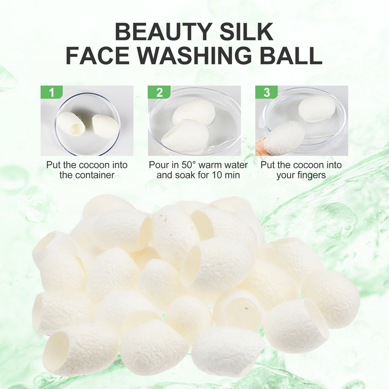 Silk Face Silkworm Natural Ball, Skin Care Scrub, Limpeza De Beleza, 100 Pcs