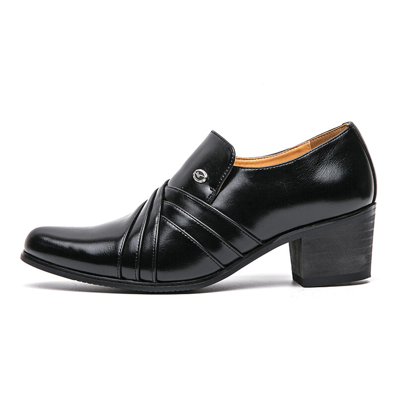 Sapatos de salto alto de couro PU masculino, sapatos Oxford formal de negócios, casamento casual, festa de escritório, sapatos clássicos, novo