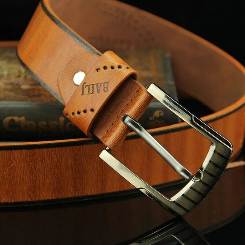 حزام جلد متين للرجال ، مشبك دبوس رعاة البقر خمر ، أربطة سراويل غير رسمية ، حزام