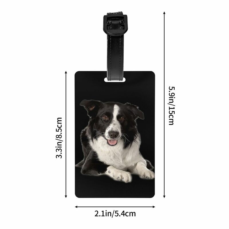 Border Collie Luggage Tag Custom Pet Dog Gift Baggage Tags Privacy Cover Name ID Card