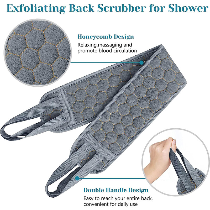 3pcs/set Body Scrubber Set Back Scrubber Bath Glove Shower Brush Exfoliating Scrub Sponge Loofah Dead Skin Removal Bathing Tools