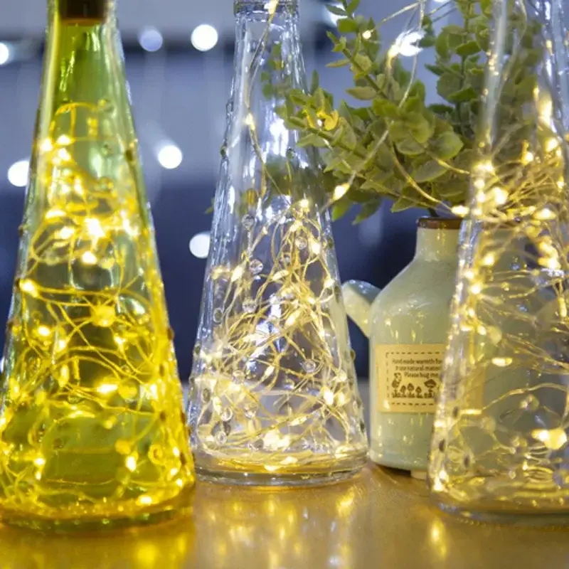 سلسلة ضوء سدادة زجاجة تعمل بالطاقة الشمسية LED ، أضواء خارجية ، إكليل ، ديكور الغرفة ، شجرة عيد الميلاد ، ديكور حفل زفاف