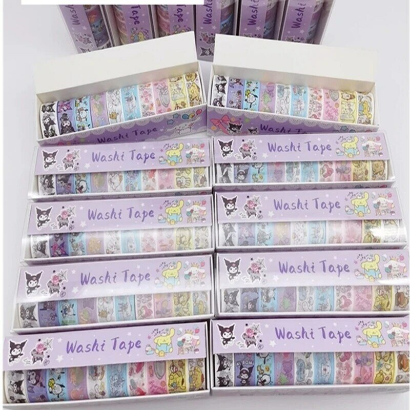 10 rotoli di materiale per account a mano Sanrio adesivi decorativi Melody cinnamon dog Kulomi tape sticker regalo giocattolo fai da te