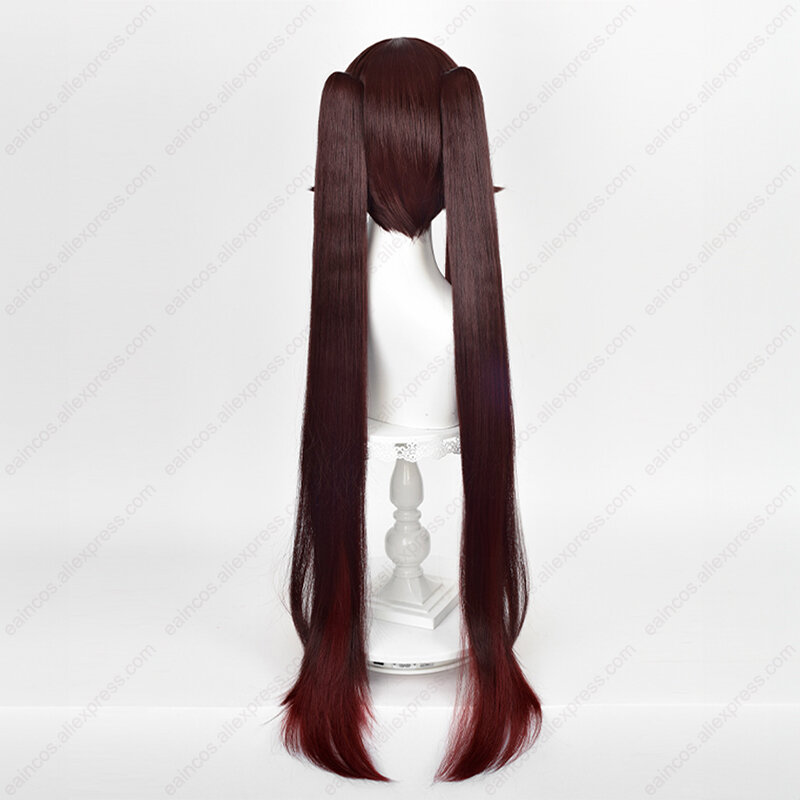Hutao Cosplay Wig 110cm Long Ponytails Gradient Wigs Heat Resistant Synthetic Hair Anime Wigs