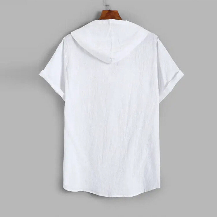 Мужская рубашка с коротким рукавом и капюшоном, лето 2022