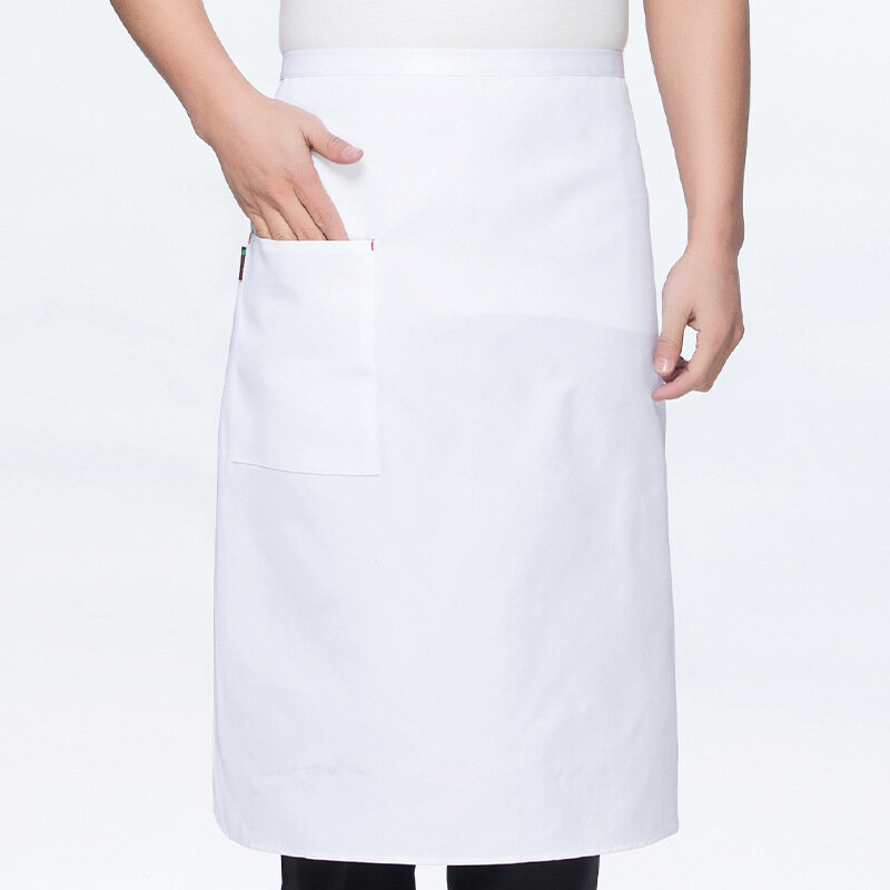 Avental de algodão poliéster meio comprimento masculino, macacão de chef, avental preto metade dedicado à cozinha, restaurante de jantar restaurante garçom