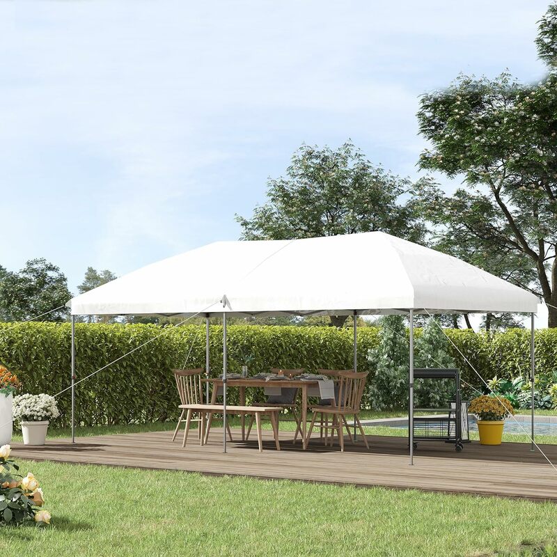 Pop-Up Luifel Tent Met Stalen Frame, 3 Niveaus Verstelbare Hoogte, Opbergtas, Instant Sun Shelter Evenement Tent Voor Tuin, Off-White