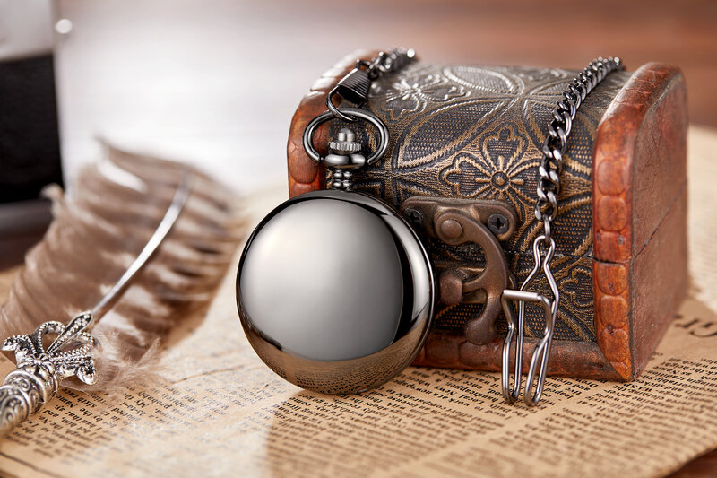 Reloj de bolsillo mecánico de lujo para hombre y mujer, esfera con números árabes Vintage lisos, cadena Fob, reloj colgante para colección, nuevo