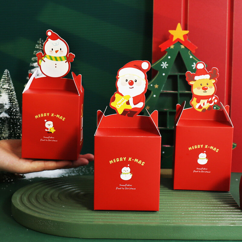 Paquete de papel de regalo de Navidad, paquete de fruta, postre, pastel, envoltura de pastelería, fiesta de vacaciones, Santa Claus, 10-80 piezas