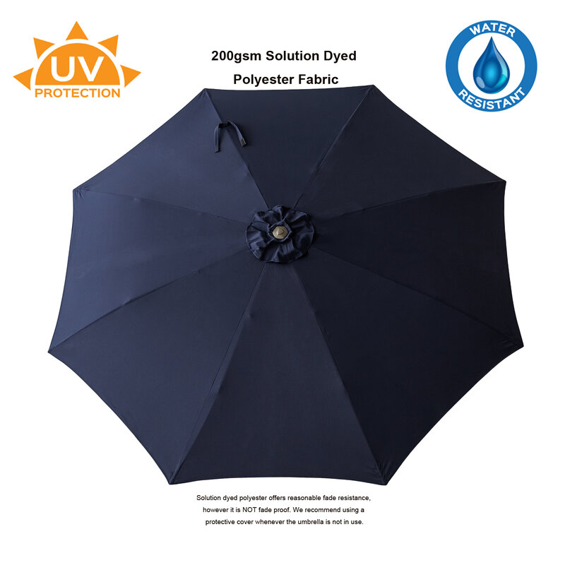 Paraguas de mesa de mercado para Patio al aire libre de 11 pies con punta de Rib de fibra de vidrio e inclinación