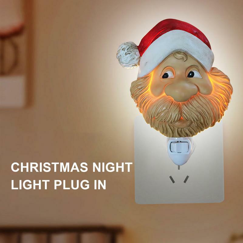 Luces nocturnas navideñas para enchufar en la pared, luces nocturnas decorativas de vacaciones, luz LED de pared de resina, enchufe de pared de invierno de ahorro de energía