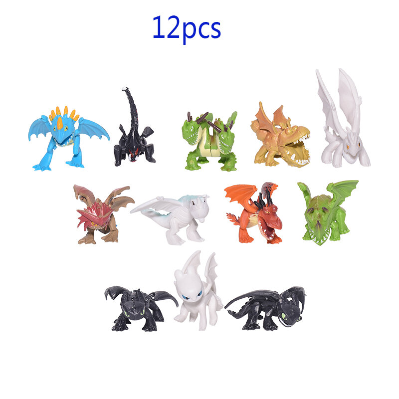 6/12/13PCS How to Train Your Dragon Hidden World Toothless Fury Mini Cute Anime Character PVC Action Collectible Figure Model
