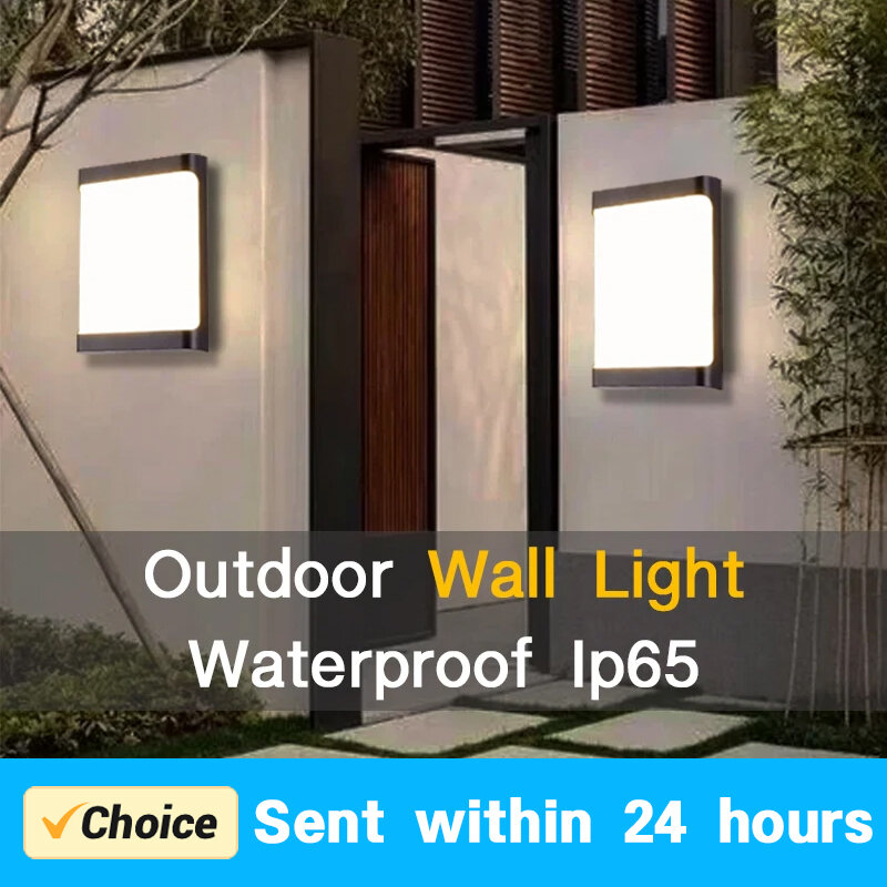 Moderne Led Buitenwandlamp Voor Tuingang Balkon Entree Outdoor Waterdichte Ip65 Schans Verlichtingsarmatuur Glans