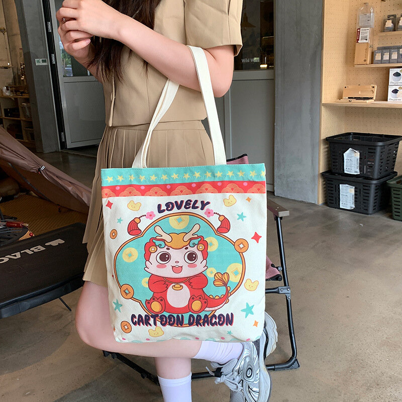 Canvas bag 2024 new style large capacity tutoring bag for male and female students, shoulder tote bag, fashion cloth bag