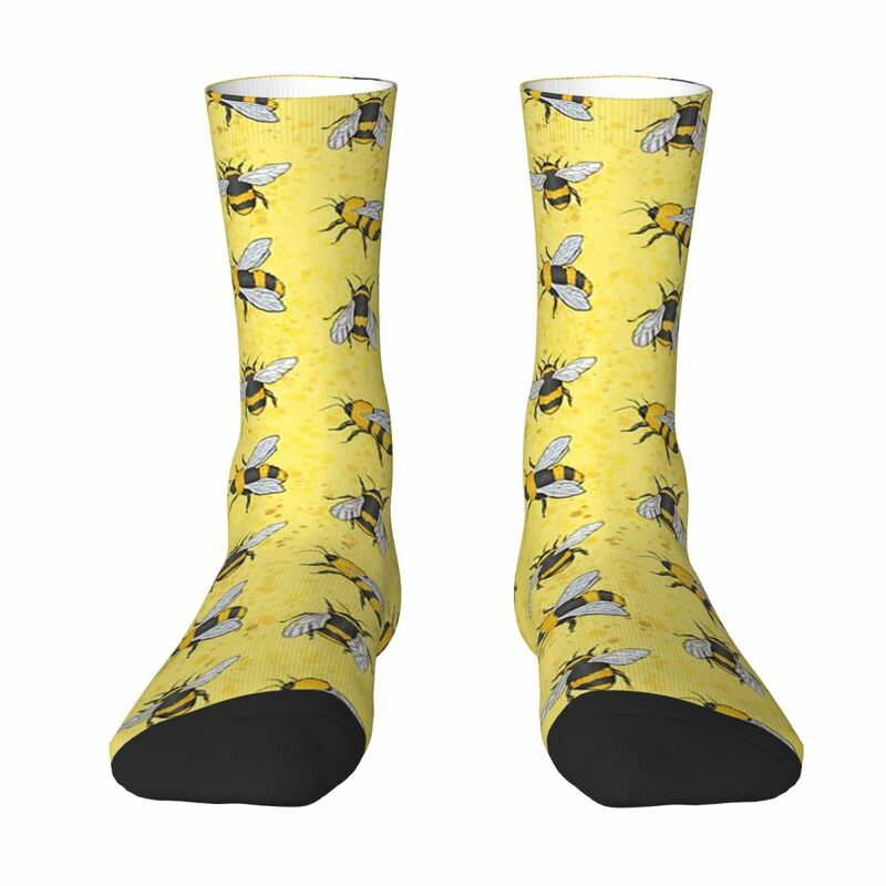 Носки пчелиные в стиле Харадзюку, Супермягкие чулки, всесезонные длинные носки, аксессуары для подарка на день рождения мужчины и женщины