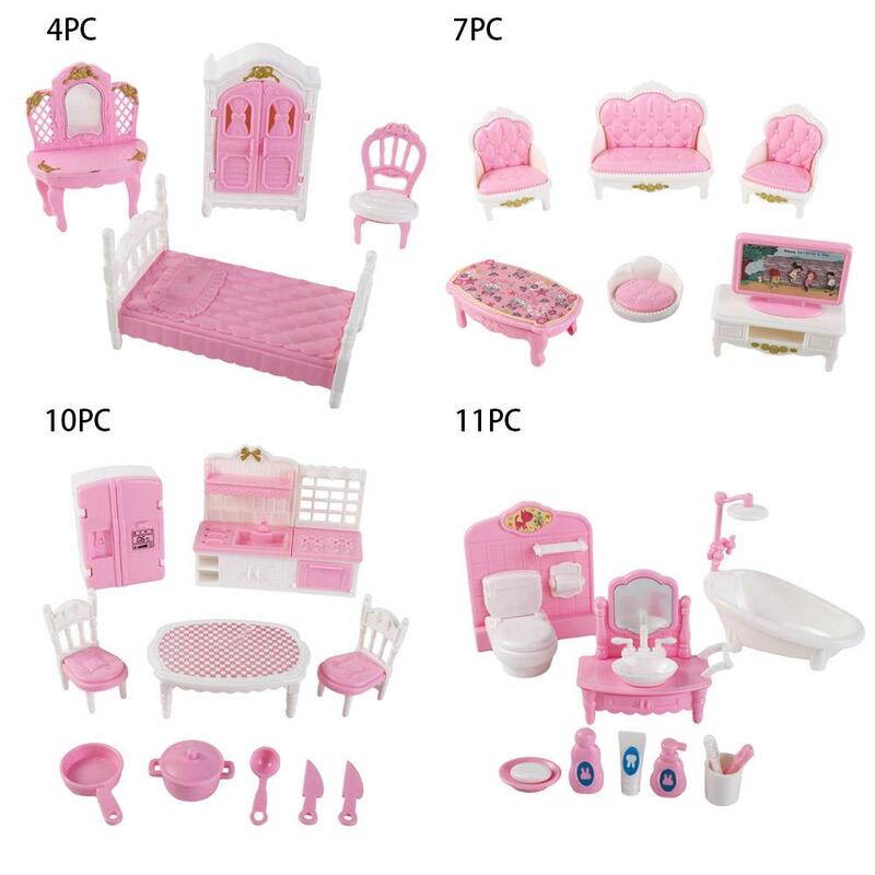 Имитация мебели, игрушечный домик для кукольного домика, розовая мебель, миниатюрная мебель, аксессуары для кукольного домика, Набор стульев