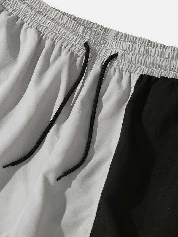 Fashion ChArmkpR 2024 Summer Long Pants Men Clothing Patchwork Loose Drawstring Waist Pants Long Trousers Oversized Streetwear