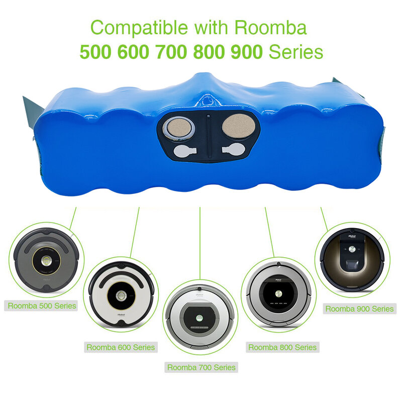 Battool-Bateria de Aspirador para Irobot Roomba, 14.4 V, 5000mAh, 500, 600, 700, 800, 900 Series, 14.4 V, 620, 650, 770, 780, 580 Baterias