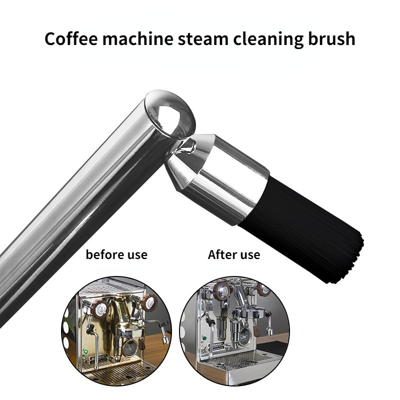 Escova de limpeza máquina de café escova de limpeza a vapor escova de limpeza de polietileno anti-escalda punho de madeira escova de limpeza máquina de café ferramenta de limpeza