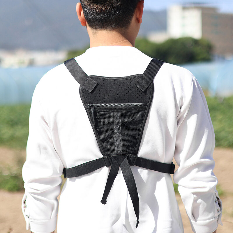 Kamizelka taktyczna Mężczyźni Hip Hop Streetwear Front Chest Pack Running Vest torba z wbudowanym uchwytem na telefon Extra Storage 가방 bolse