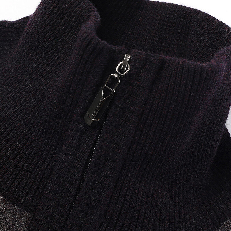 Suéter de cachemira con cremallera para hombre, jersey de lana Extra gruesa, holgado, informal, de punto, cuello levantado, 100%