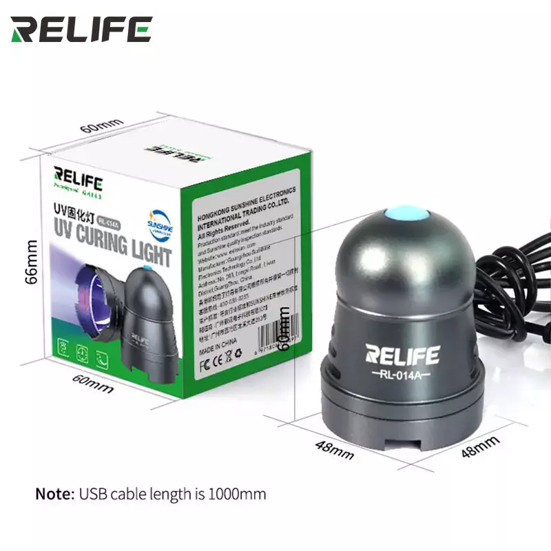 RELIFE-Lámpara de curado UV RL-014A USB, interruptor de tiempo ajustable, faro portátil, cuentas, Pegamento de aceite verde, herramienta de reparación