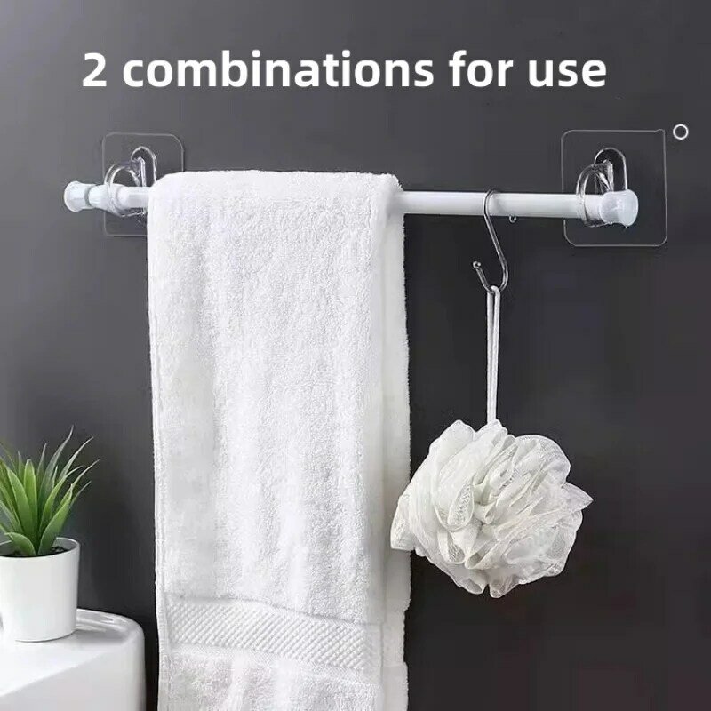4/8 buah rak penyimpanan baju dapur kamar mandi, rak perekat gantungan baju pengisap transparan kait Bulat tanpa tanda bebas lubang