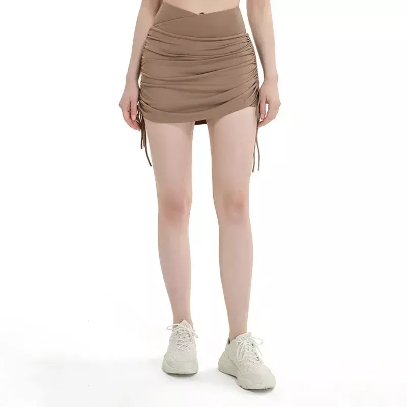 Спортивная короткая юбка с завышенной талией, с рисунком на веревке, женские шорты для бега и йоги, юбка, юбка для фитнеса и тенниса