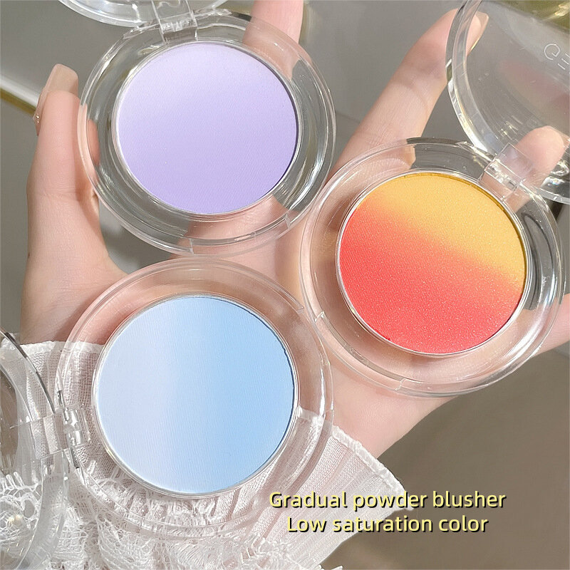 Three-Color Gradient Blush Blush Blue Plate Brightens The Face Sunken Face High-Gloss Blush Plate Peach Rouge Cosmetics
