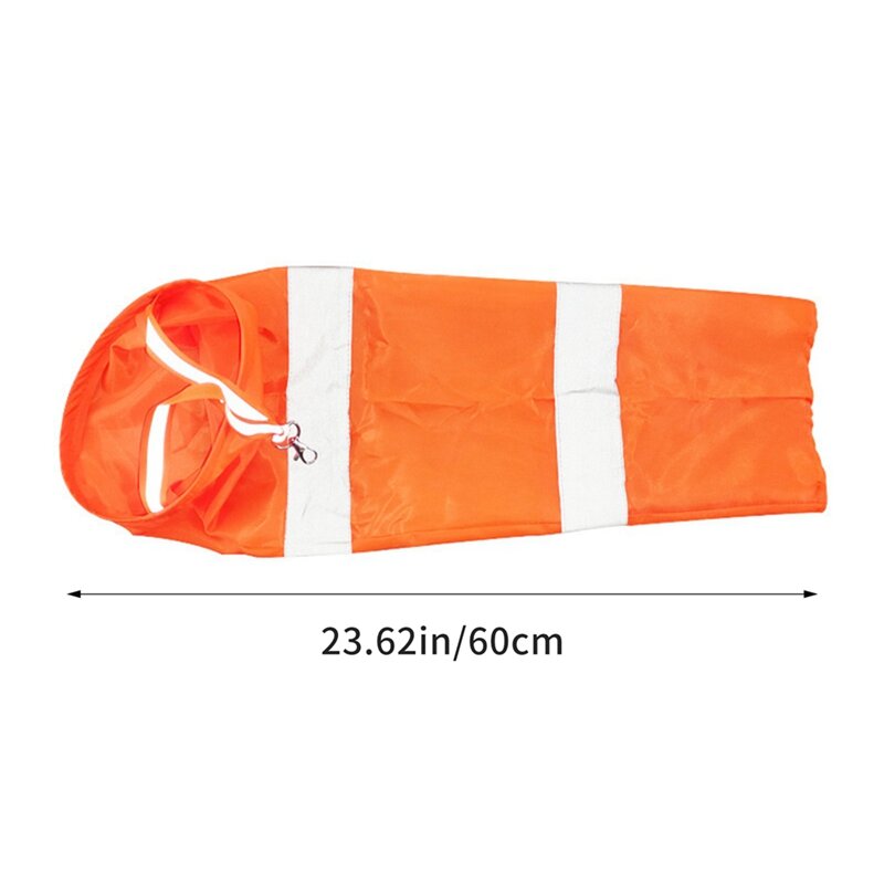 Orange Reflective Airport Windsocks, Windsock impermeável, saco de vento durável, fácil de usar, 60cm