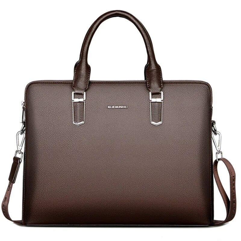 2023 New Luxury Cow Genuine Leather Business Men's Briefcase Male Briefcase Shoulder Bag Men Messenger Bag Tote Computer Bags