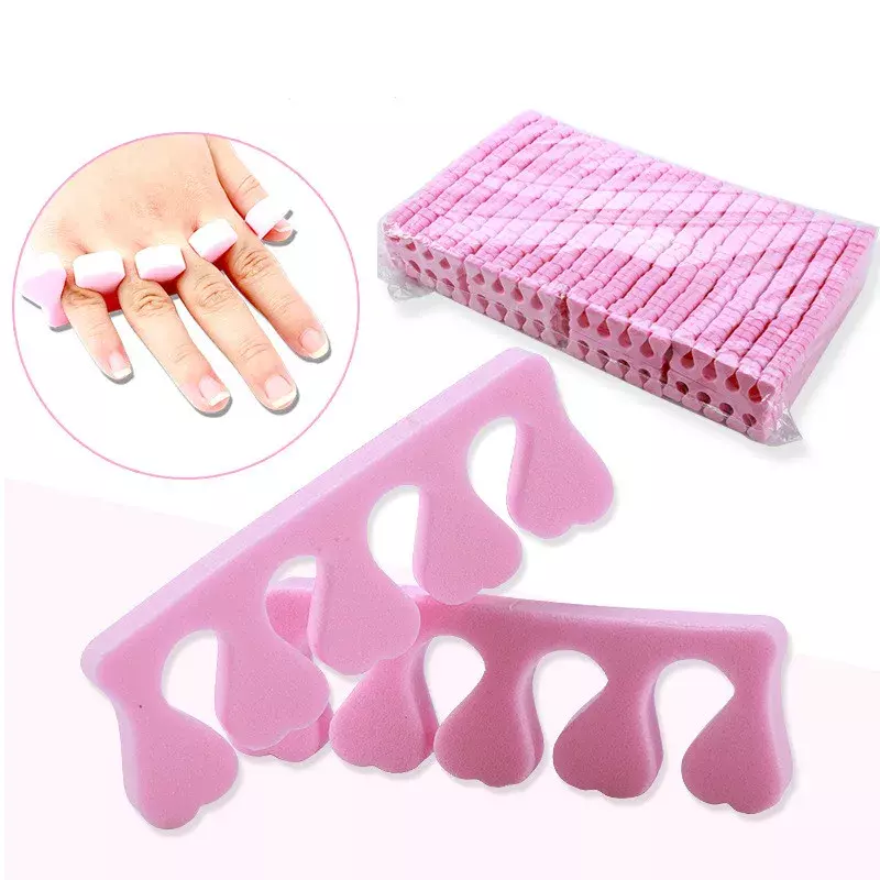 Miękki różowy 100szt Separatory palców Manicure Pedicure Pielęgnacja stóp Gąbka skompresowana Narzędzia do zdobienia paznokci Nadaje się dla mężczyzn i kobiet