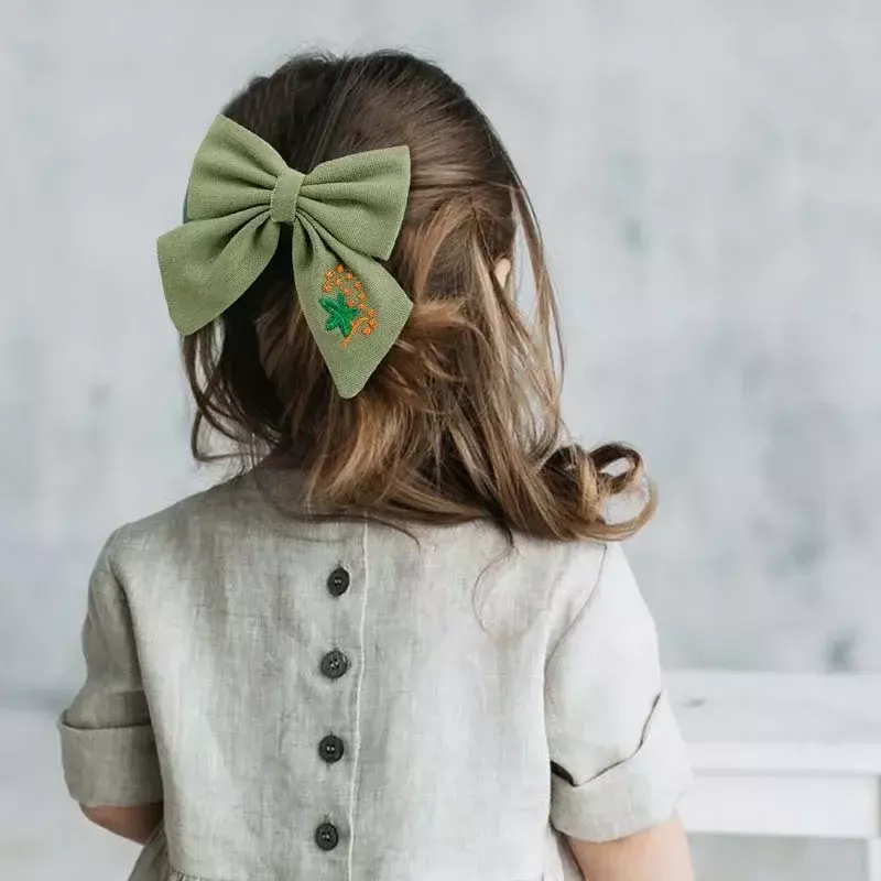 Mode Borduren Bows Haarspeldjes Effen Haarspelden Voor Meisjes Handgemaakte Lint Haarspeldjes Kids Vlinder Haar Clip Koreaanse Hoofddeksels