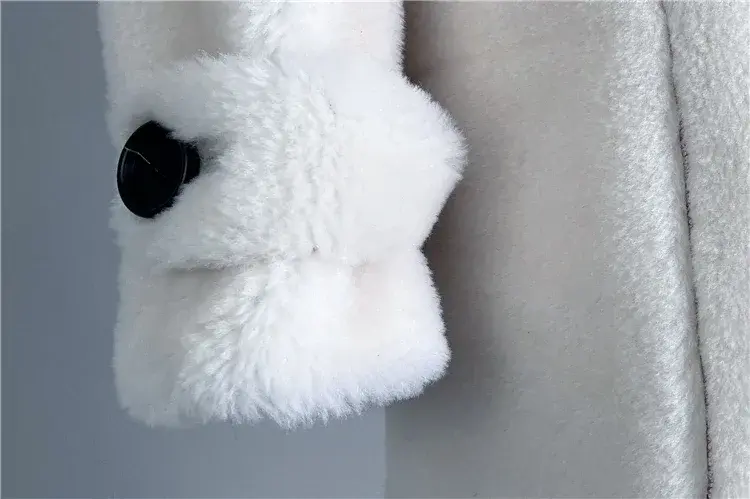 Tajeyane-Chaqueta de lana con capucha para Mujer, abrigo elegante con forro de oveja para invierno, 100%