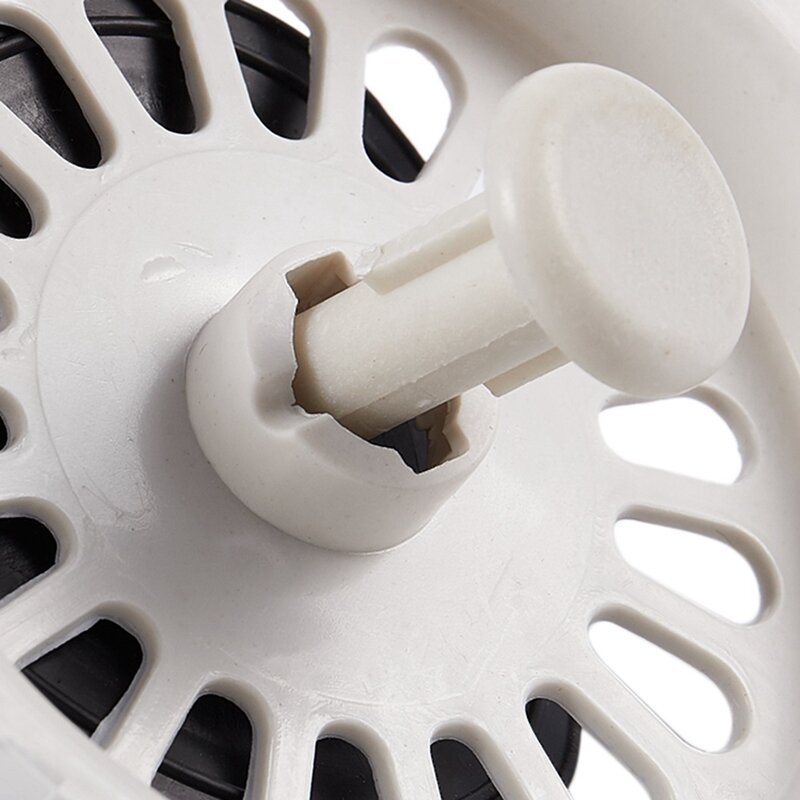 2X Food Waste Stopper Spin Lock Sink Drain Strainer 3.1 Inch Dia White Black Plastic