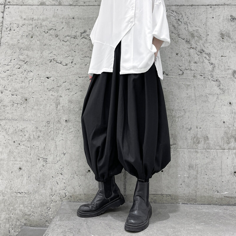 Брюки-султанки мужские/женские в стиле Харадзюку, модные джоггеры с широкими штанинами, черные спортивные штаны в стиле панк, уличная одежда