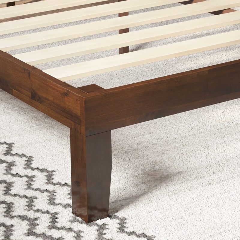 Drewniana rama łóżko z pełnymi bokami ZINUS Moiz z regulowanym tapicerowanym zagłówkiem/solidnym drewniane łóżko/drewnianym podparciem/łatwy montaż